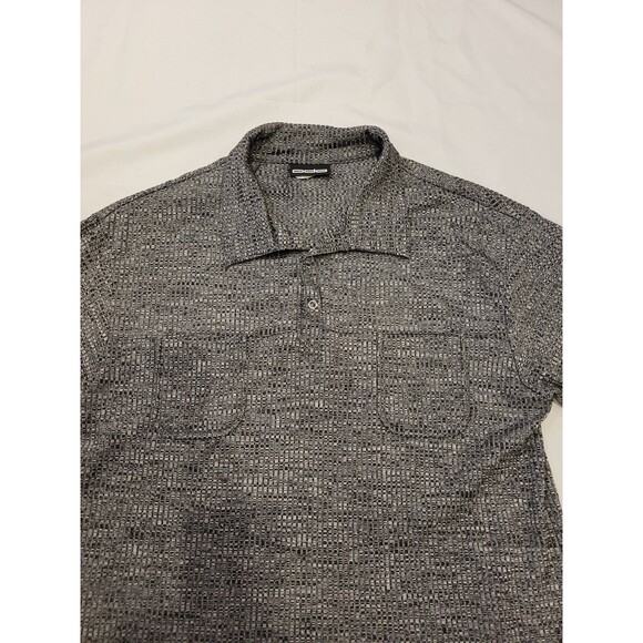 Vintage Odo Mens Polo Shirt Fits Medium Silver Black Shiny Disco Club Party - Picture 2 of 10